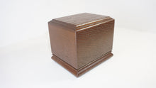 Load image into Gallery viewer, local made pet cremation wood urn 50 cu in walnut
