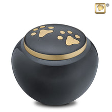 Load image into Gallery viewer, brass pet cremation urn cuddle pet urn black 45 cu in.
