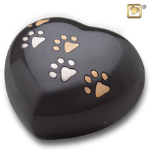 Load image into Gallery viewer, brass heart pet cremation urn black 50 cu in
