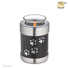 Load image into Gallery viewer, brass and aluminum tealight pet cremation urn midnight 18 cu in.
