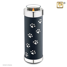 Load image into Gallery viewer, brass and aluminum tealight pet cremation urn midnight 58 cu in.
