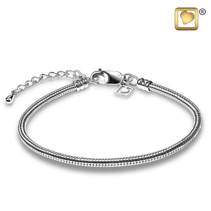 rhodium plated sterling silver pet cremation keepsake jewelry bead bracelet only