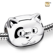 Load image into Gallery viewer, sterling silver pet cremation keepsake jewelry bead cat close up
