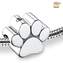 Load image into Gallery viewer, sterling silver pet cremation keepsake jewelry bead paw print close up
