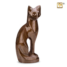 Load image into Gallery viewer, aluminum pet cremation urn graceful cat bronze finish 16 cu in
