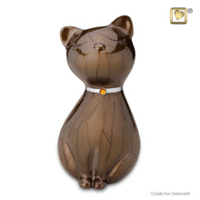 Load image into Gallery viewer, aluminum pet cremation urn princess cat bronze finish 42 cu in
