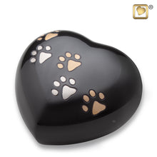 Load image into Gallery viewer, brass heart pet cremation urn black 20 cu in
