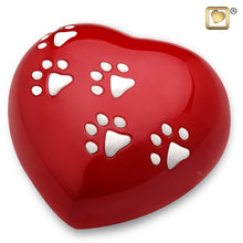Load image into Gallery viewer, brass heart pet cremation urn red 50 cu in
