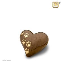 Load image into Gallery viewer, brass lovepaws pet cremation heart urn with paw prints bronze finish 3 cu in
