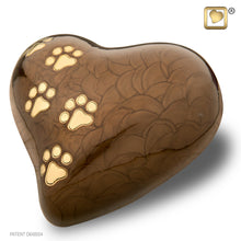 Load image into Gallery viewer, brass lovepaws pet cremation heart urn with paw prints bronze finish 67 cu in

