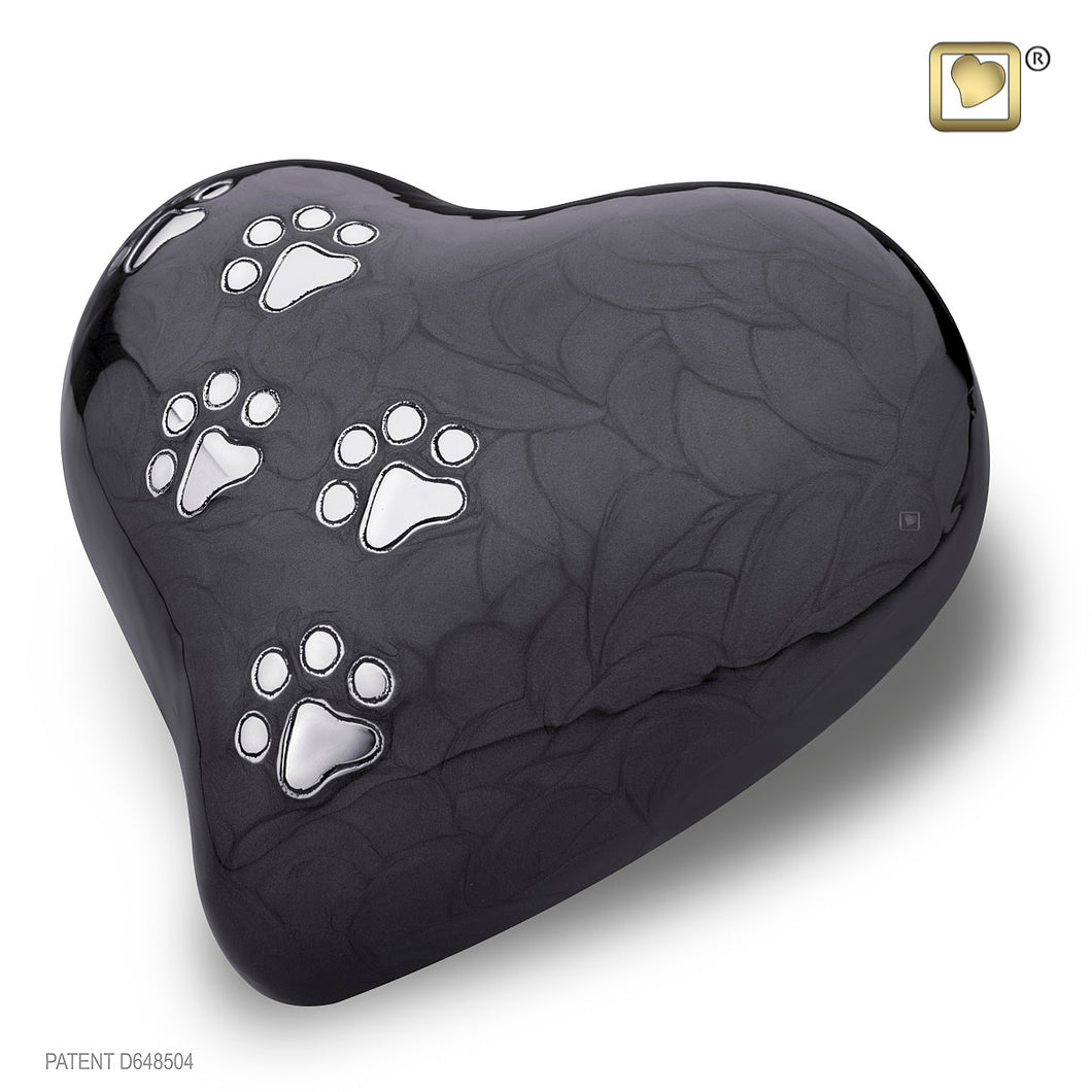 brass lovepaws pet cremation heart urn with paw prints midnight finish 67 cu in