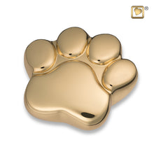 Load image into Gallery viewer, brass pet cremation keepsake urn bright gold finish 3 cu in
