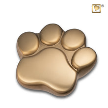 Load image into Gallery viewer, brass pet cremation keepsake urn brushed gold finish 3 cu in

