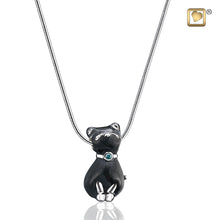 Load image into Gallery viewer, rhodium plated sterling silver with enamel and swarovski pet cremation keepsake pendant midnight
