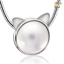 Load image into Gallery viewer, rhodium plated sterling silver pet cremation keepsake urn cat pearl
